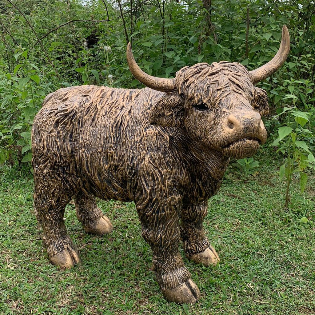 Enigma Marble Effect XL Highland Cow Garden Statue 5060235339981 2